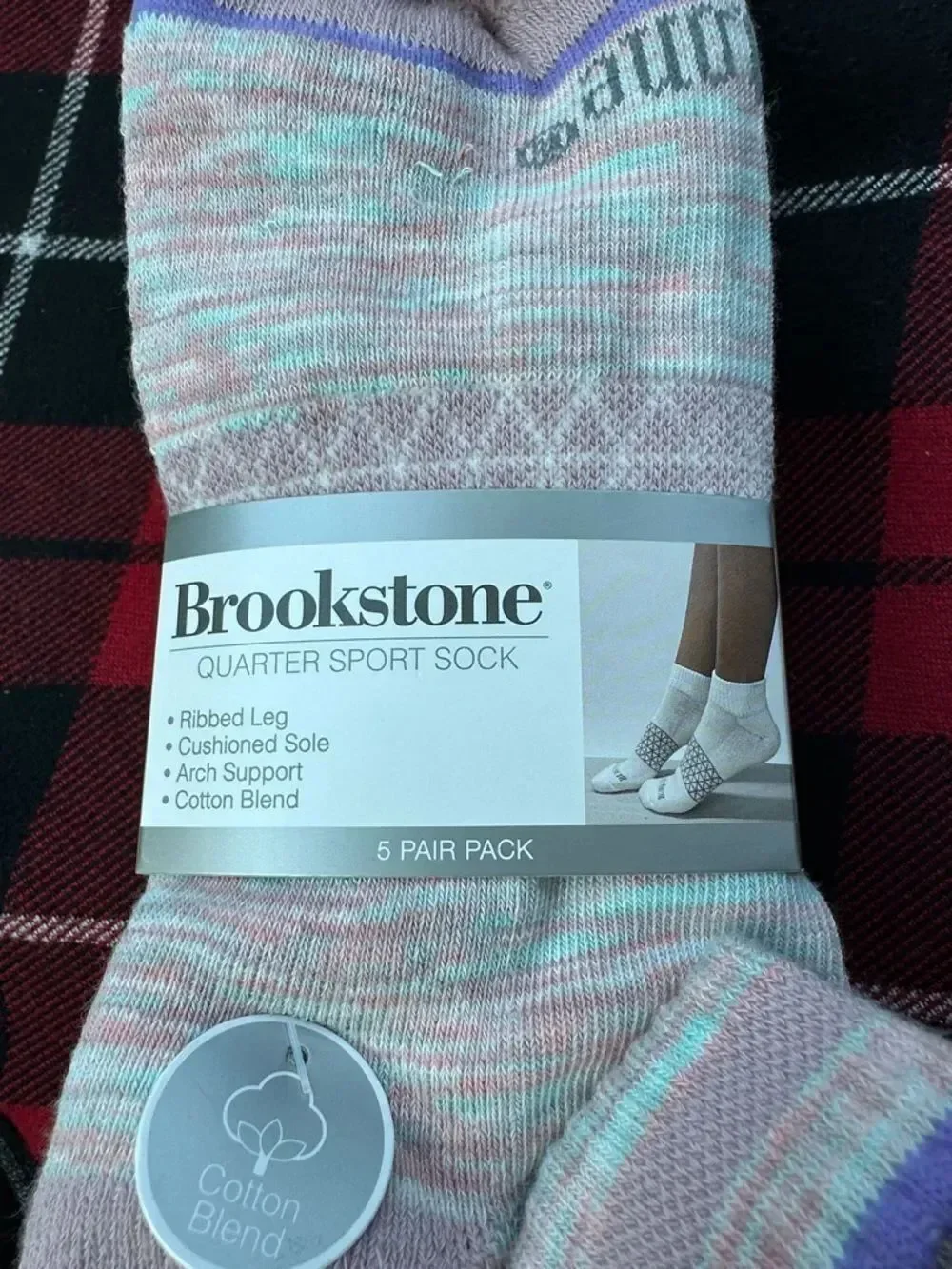 BROOKSTONE PINK LAVENDER GRAY IVORY TAN ORANGE COTTON BLEND QUARTER SPORT SOCKS